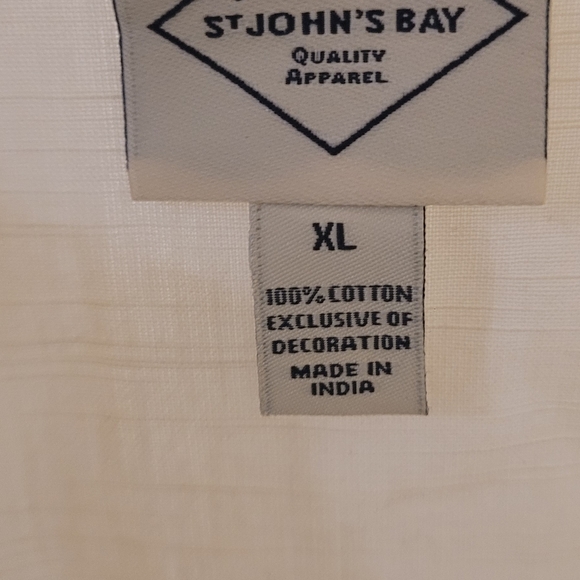 St. John's Bay Cream XL Women's Blouse with tan floral embroidery - Picture 8 of 8